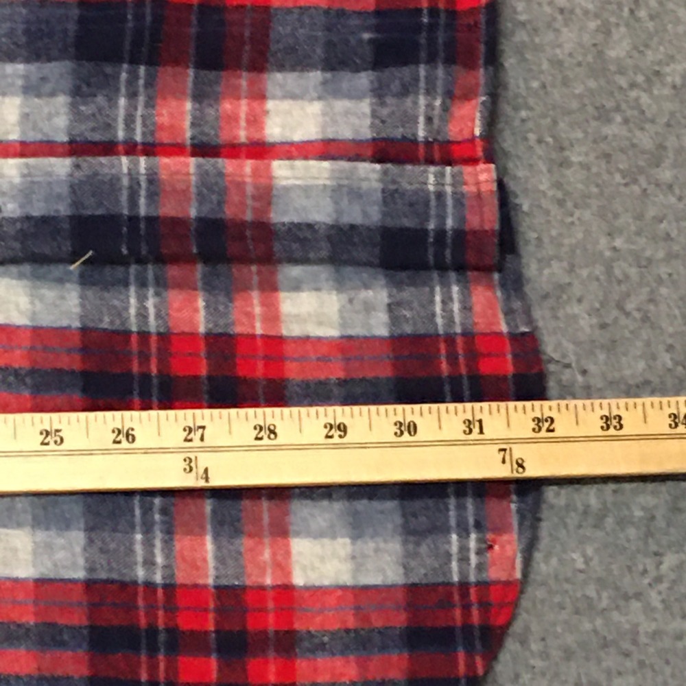 St John's Bay 100% Wool Shirt Mens Large Tall Red Blue Plaid Vintage Long Sleeve - Picture 12 of 12